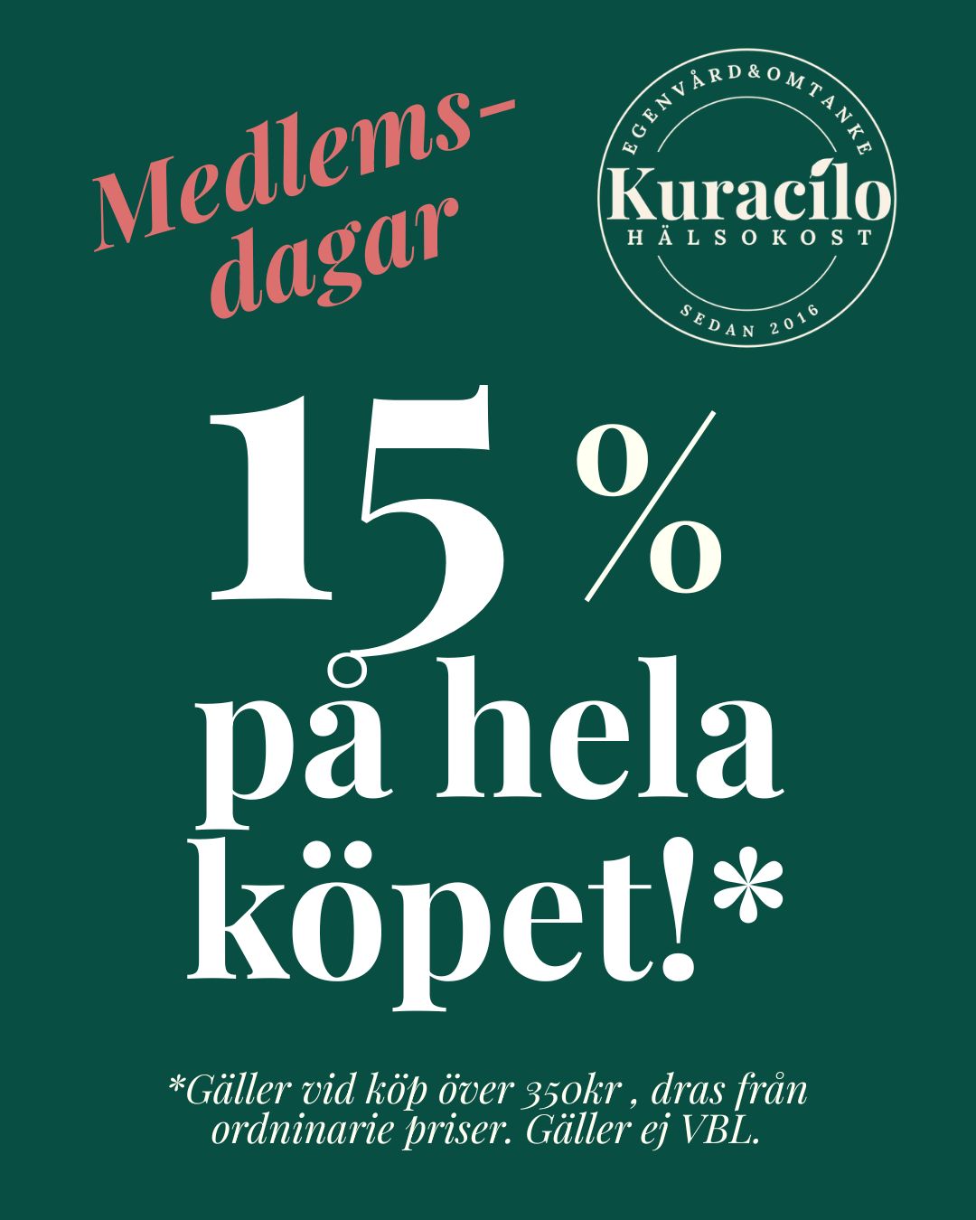 Medlemsdagar! Kuracilo Hälsokost